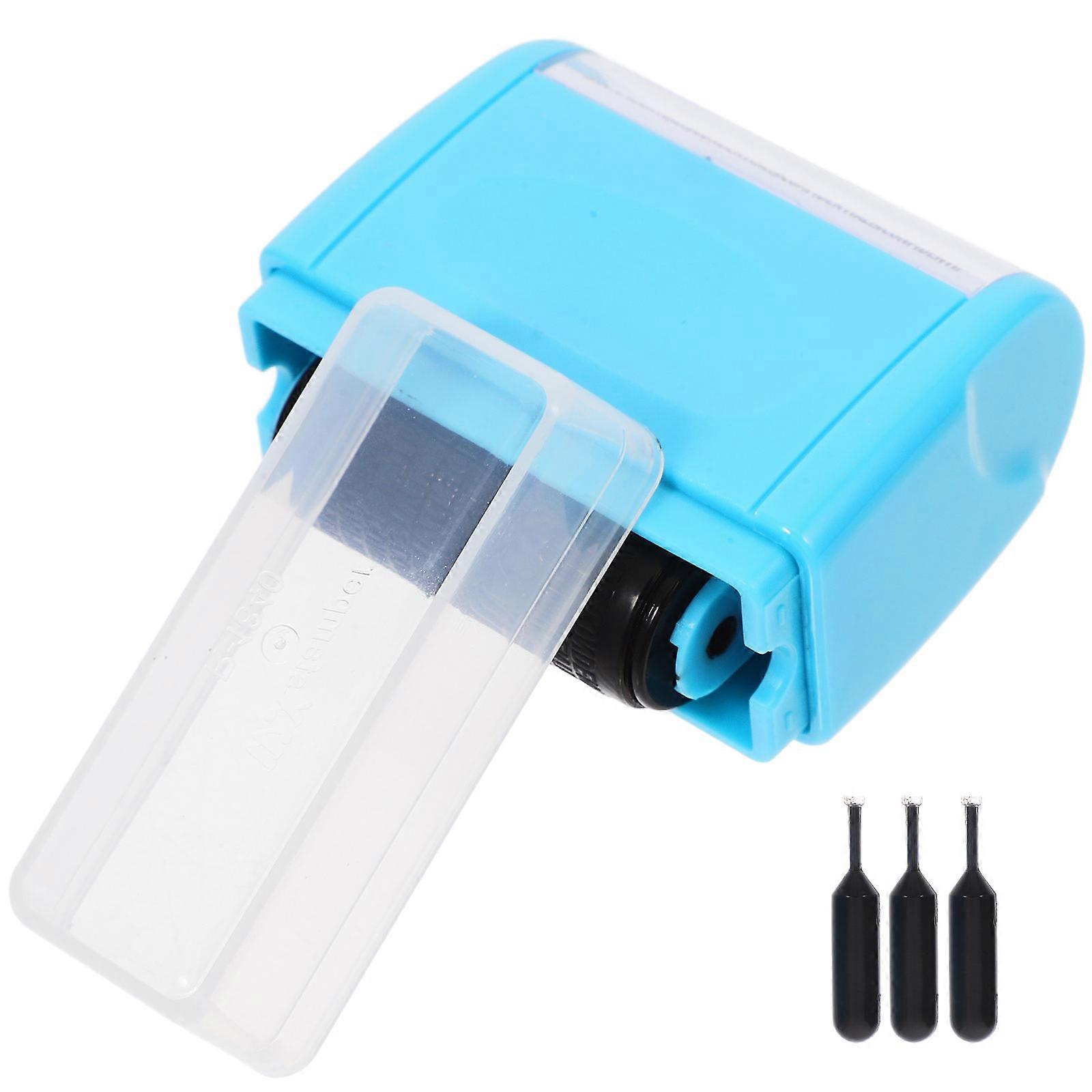 Confidential Data Protection Roller Stamp 2Pcs Portable Privacy Protection Seal Stamp For Documents In Sky Blue Color