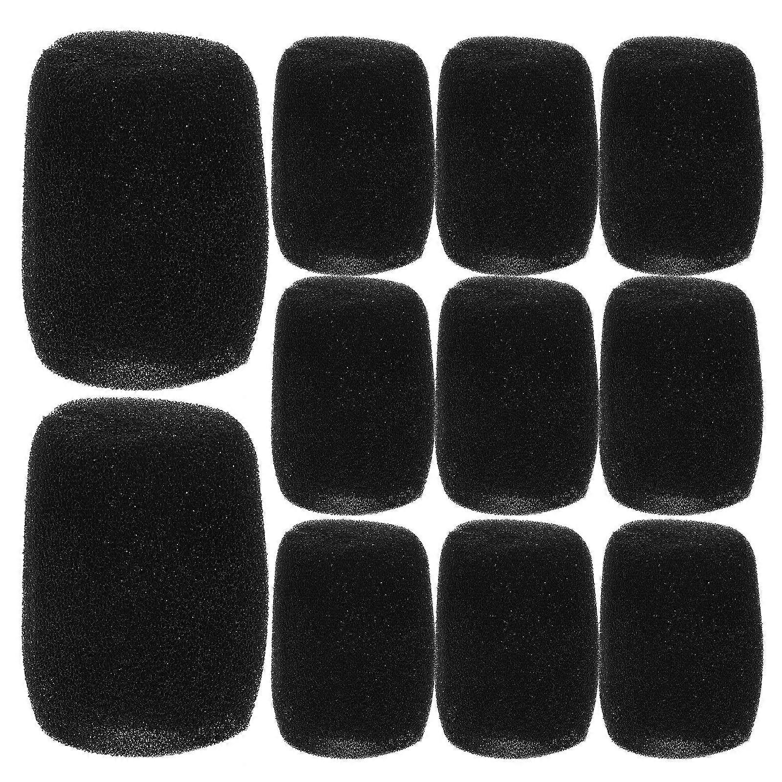 Microphone Protector Box News Interview Plosive Sound Reduction Black 12Pcs