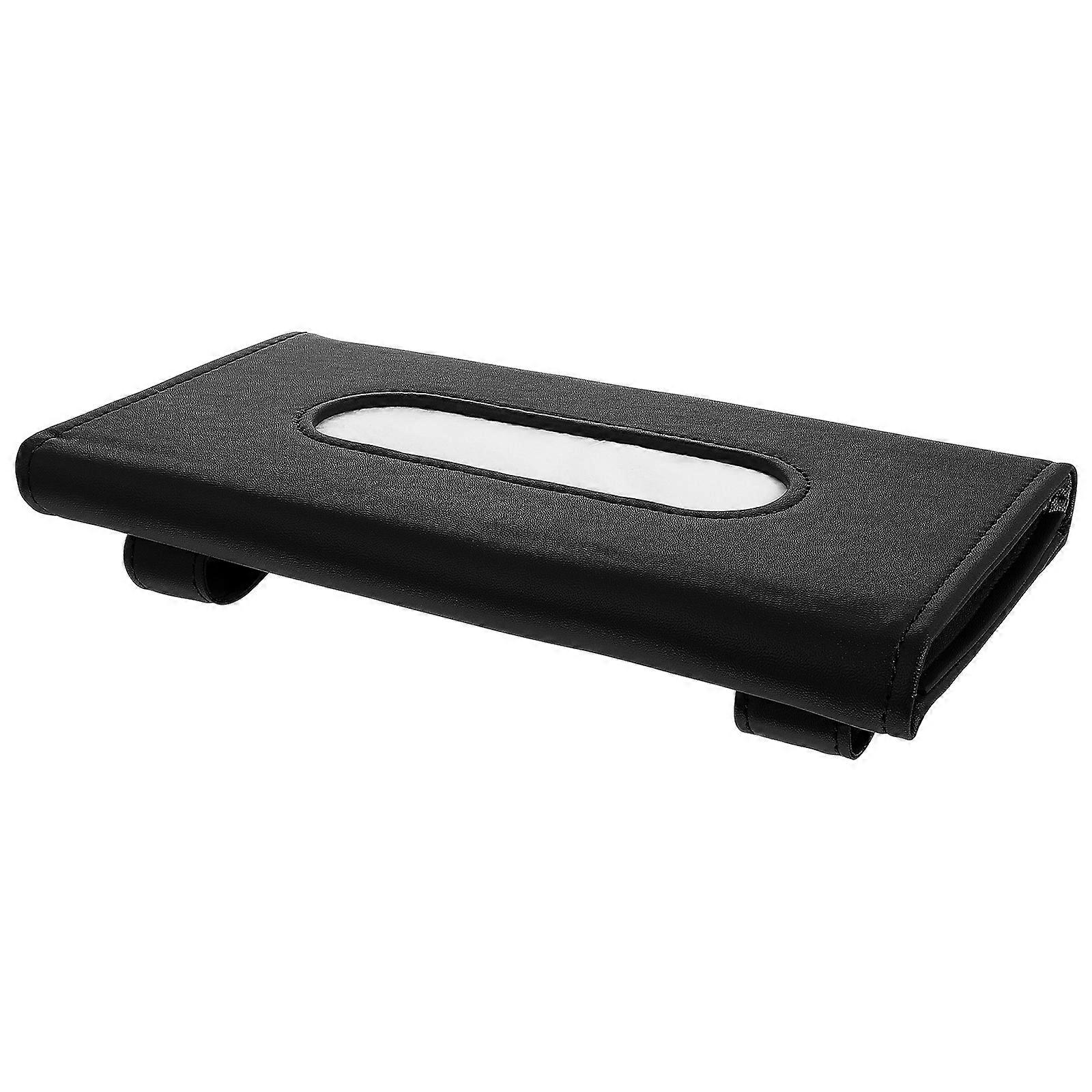 Backseat Tissue Case Holder For Car Use 2Pcs Modern Black PU Tissue Storage For Automotive