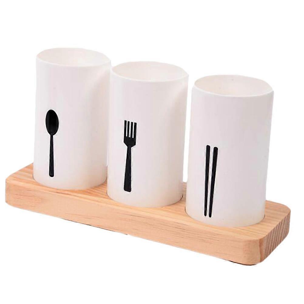 Tableware Organizer Wooden Base for Holding Chopsticks 2Sets Kitchen