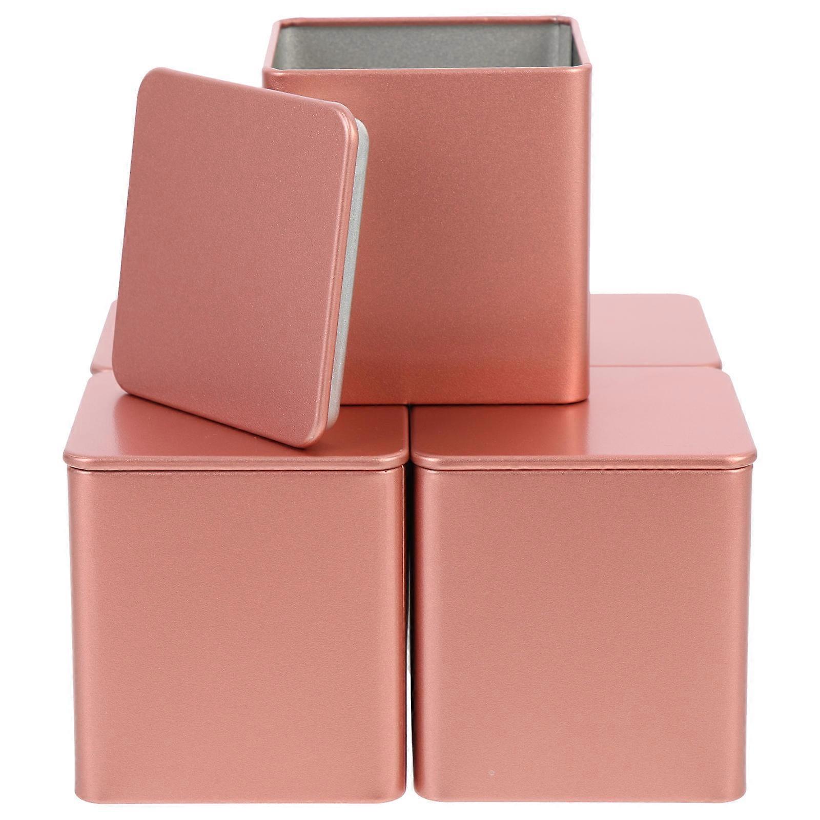 Tea Storage Container Tinplate Holder for Storage Use 20Pcs Rose Gold