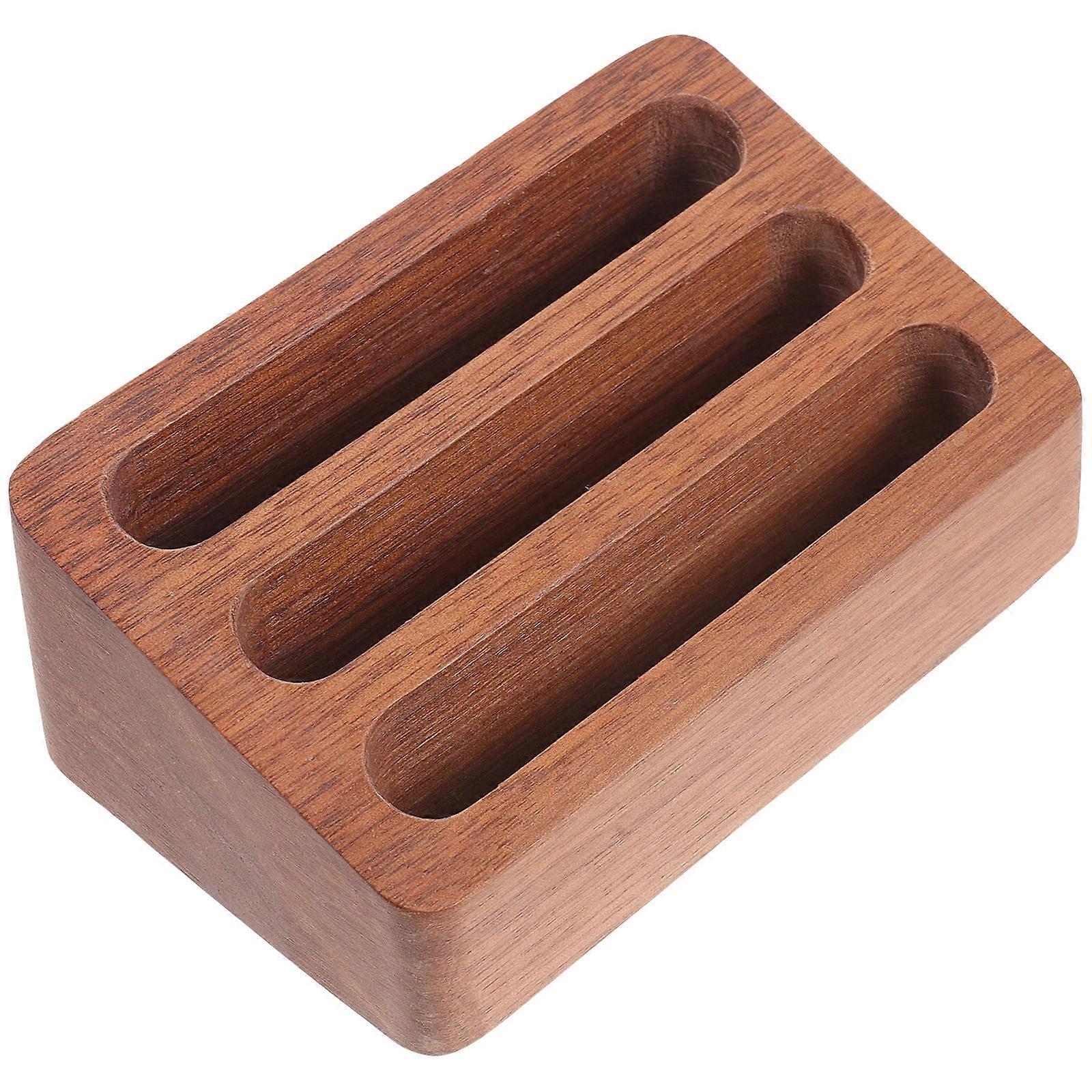 Wood Business Card Holder Business Card Stand for 3Pcs Desk Use