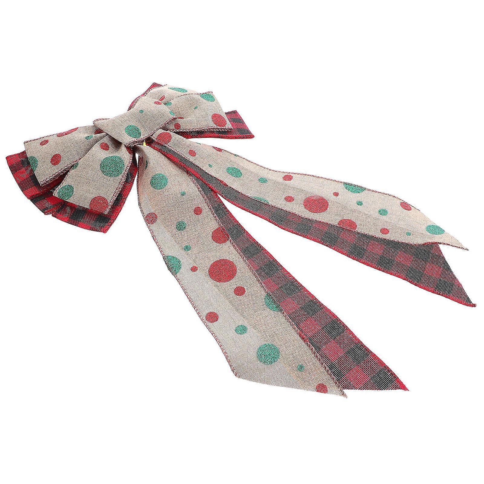Christmas Bowknot Decorations for Tree Wreath 3Pcs with Red and Green Ribbon