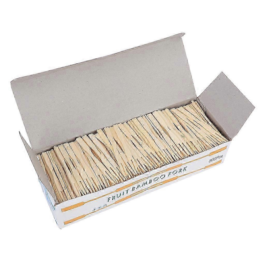 800Pcs Household Disposable Bamboo Fruit Cake Dessert Fork Tableware Kitchen Accessories 2025
