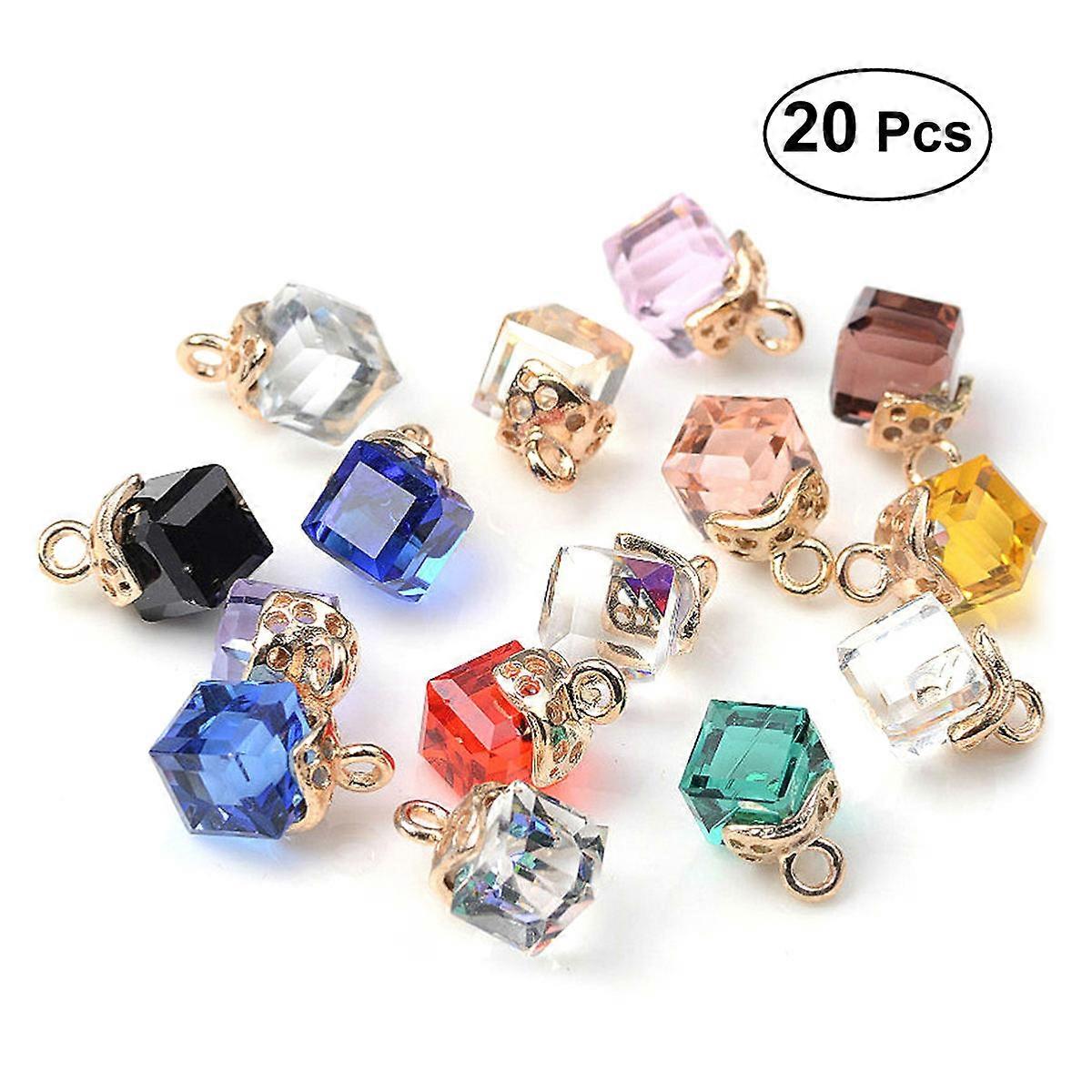 Jewelry Making Cubic Crystal Pendants for DIY Accessory 40Pcs Assorted