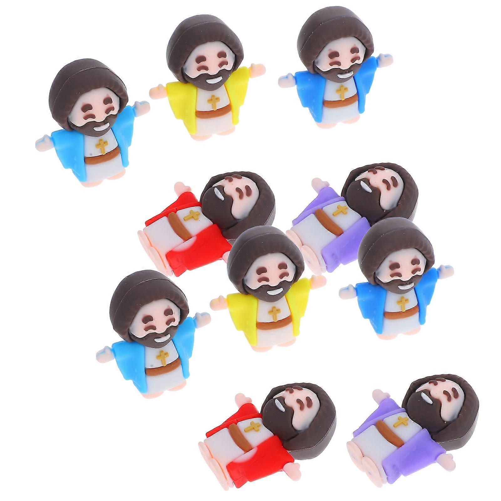 Mini Jesus Figurines For Religious Celebrations And Easter Featuring Assorted Color Design Made From Durable PVC 20 Pcs