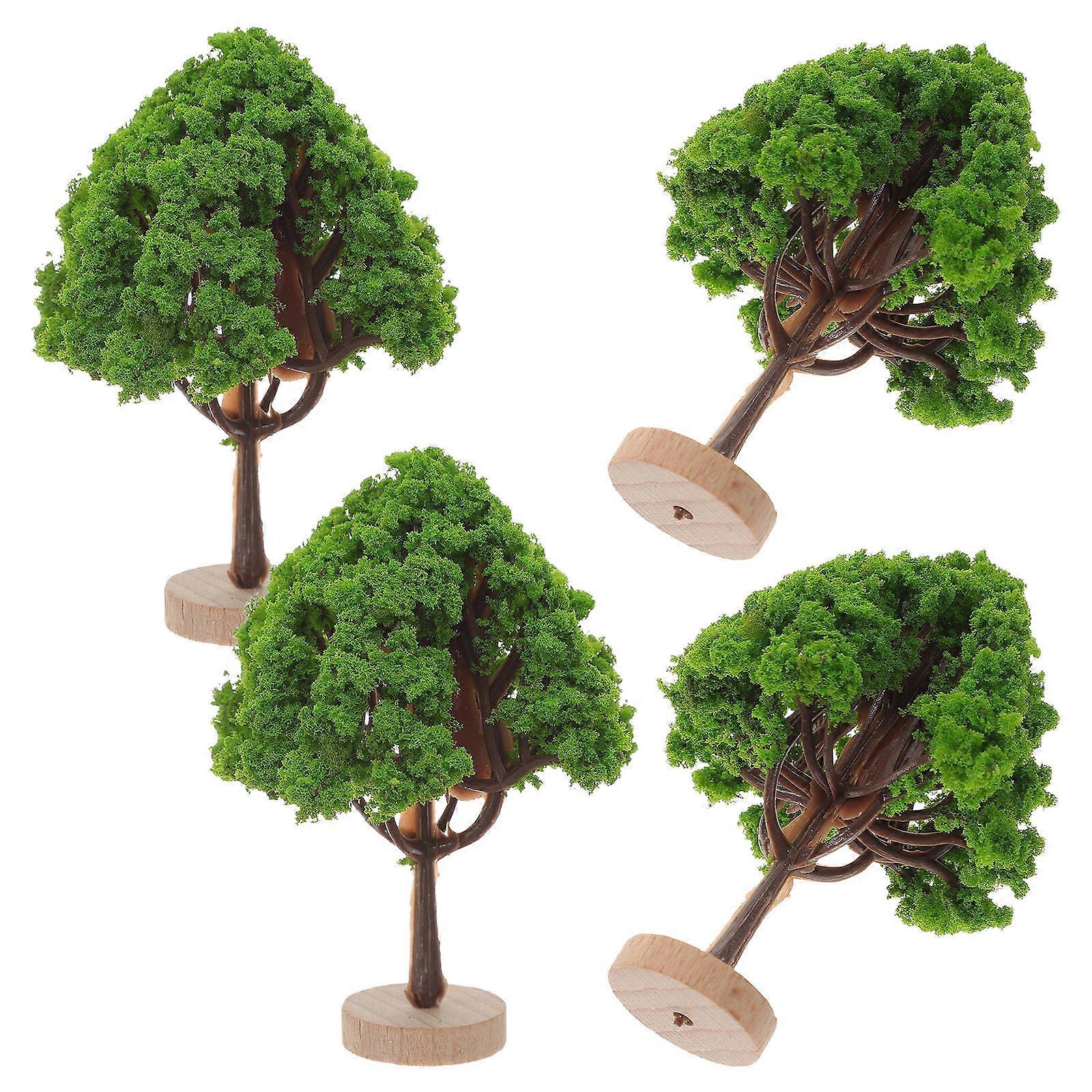 Miniature Trees Model For Sand Table Landscape Decoration 4Pcs Realistic Green Plastic Ornaments 7X4.5X4.5CM