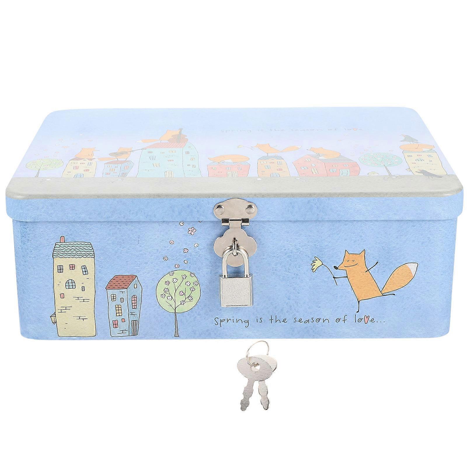 Multi Decorative Tinplate Storage Box for Home Use with Lock