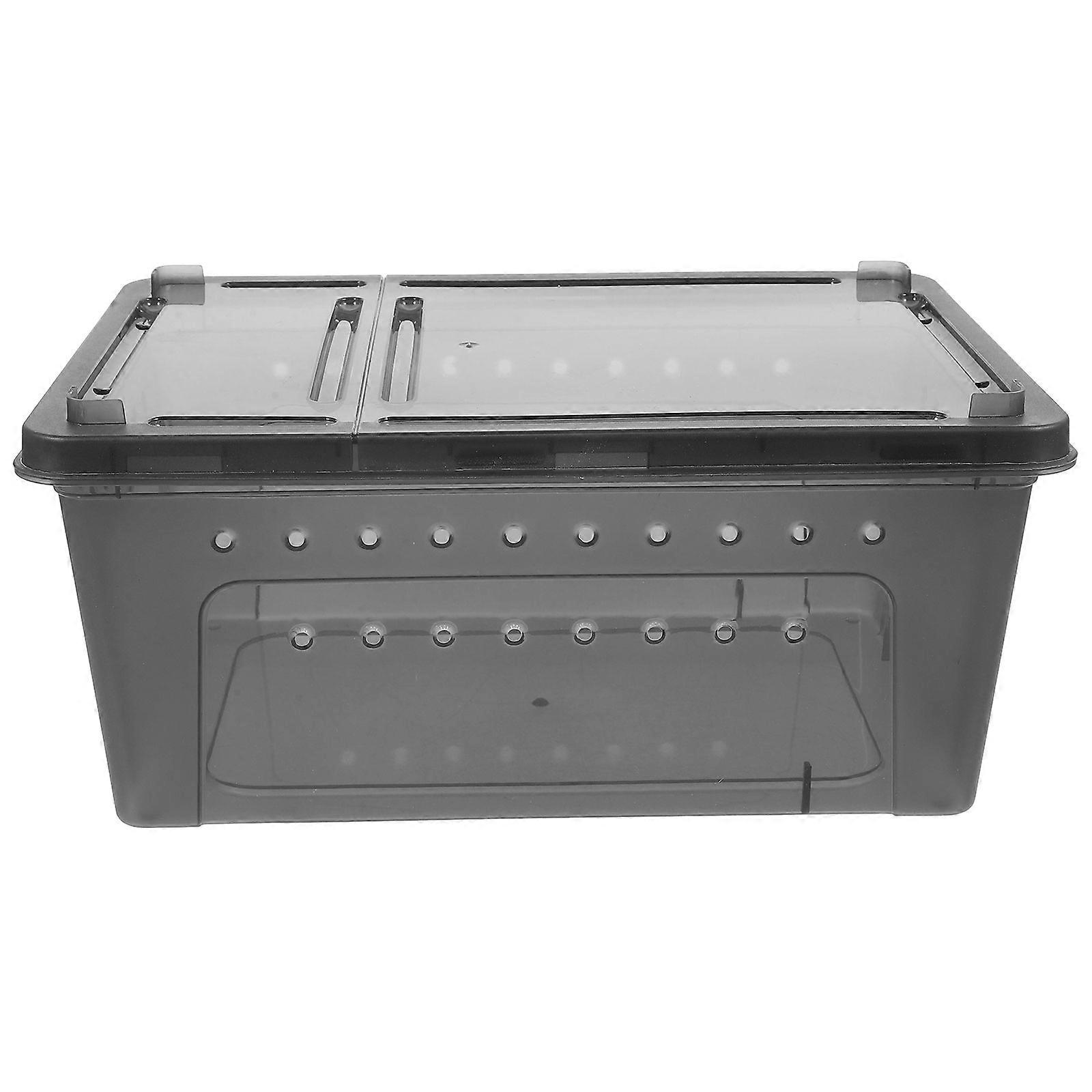 Reptile Feeding Box 3Pcs Durable Box For Small Pets Indoor Use Black Rectangular Design Weather Resistant