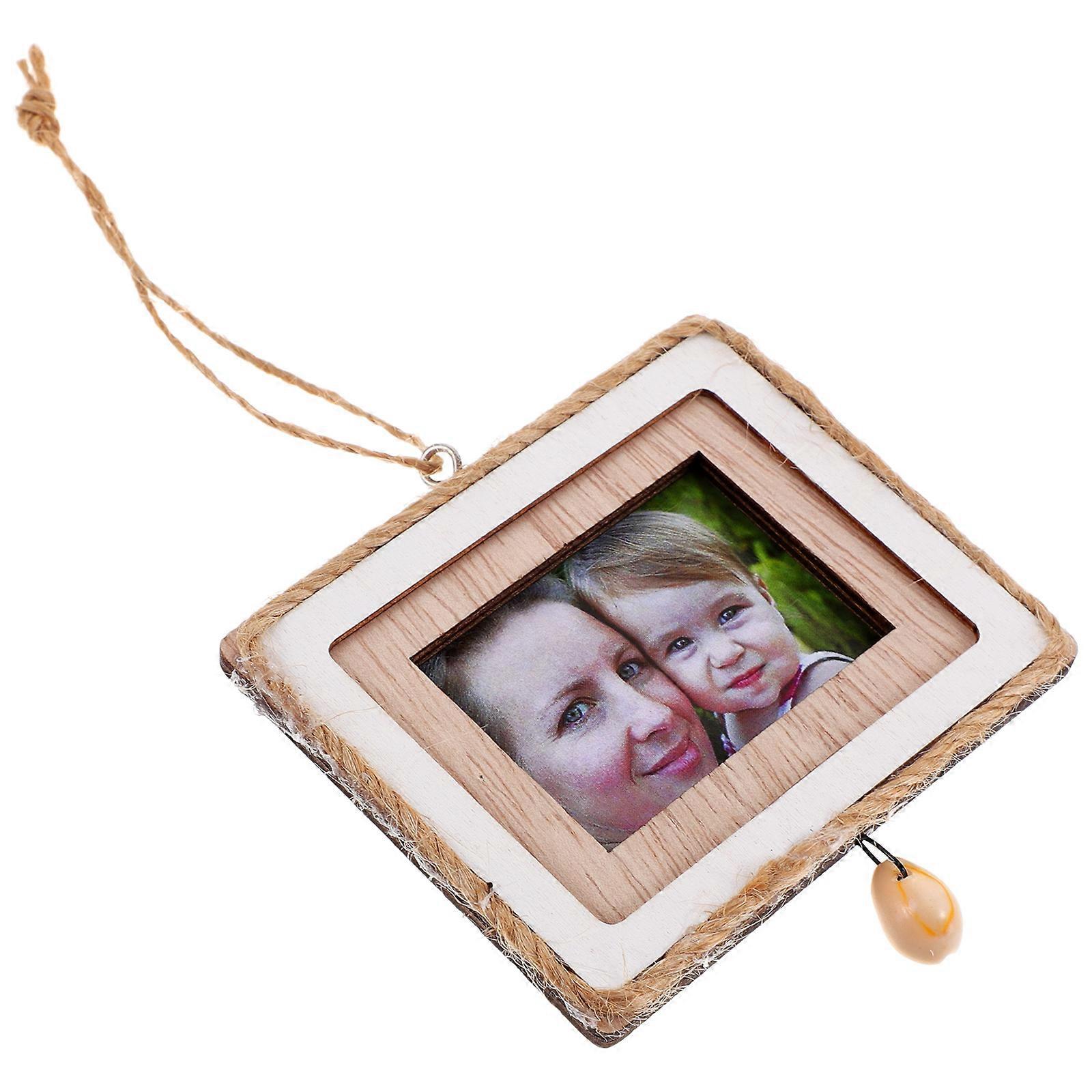 Wood Picture Frame Ornament Square Shape Tiny House Decor Multi Color 1Set DIY