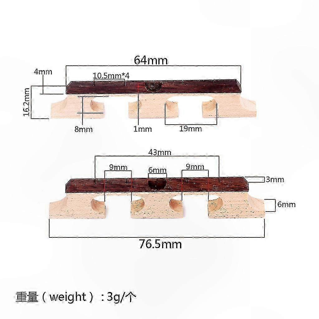 5-Saiter Banjo-Steg mit 3 Füßen, Palisander und Ahorn, 2er-Set