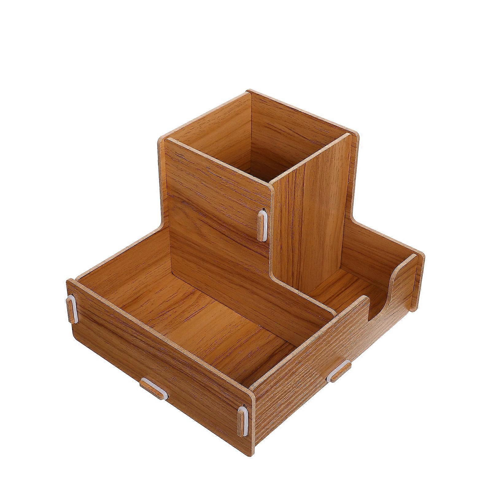Wooden Disposable Cup Holder for Storage 2Pcs with Multiple Compartments