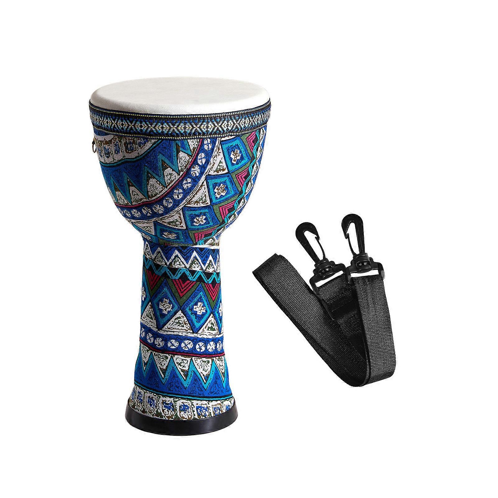 8 Inch African Drum Lightweight PVC Body Goatskin Surface Hand Clapping Percussion Instrument Colorful Pattern Bongo Drum for Adults Beginners