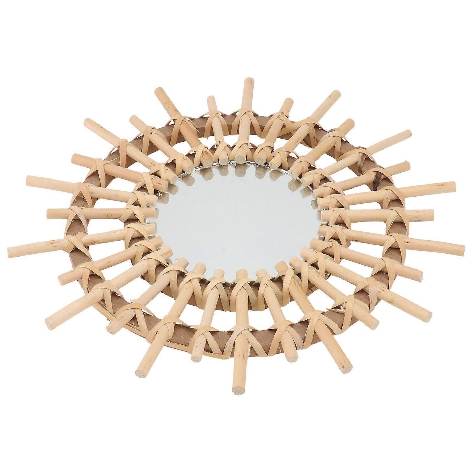 Wicker Weaving Mirror Decorative Wall Mirror for Makeup Use 2Pcs