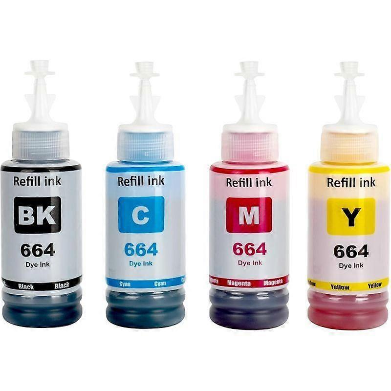 Minglan 4pcs Ink Set 664 for Epson for EcoTank Printer L210 L220 L300 L355 L365 L555 L1300