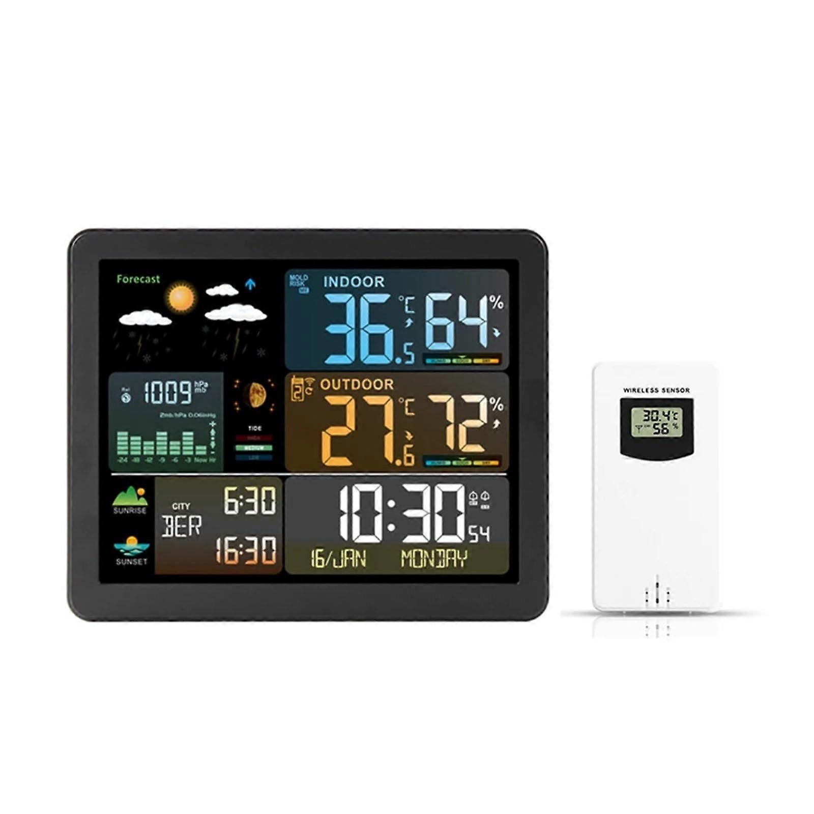 Digital Weather Station Indoor Outdoor Clock Thermometer Humidity Monitor With Weather Forecast 1 Sensor Multi Display