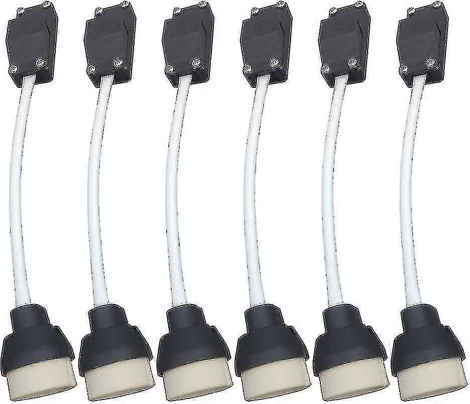 (6 Pack) Gu10 Lamp Holder Ceramic Base And Terminal Block/bridge With Cable And Insulation Sleeve - Bulb Socket Connector Adaptor For Led And Halogen