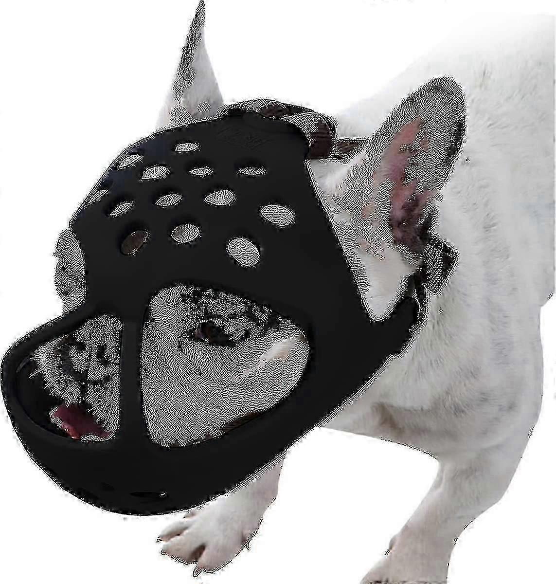 Short Snout Dog Muzzle,soft Silicone Adjustable Breathable Bulldog Muzzle For French Bulldog Shih Tzu And Pug For Biting Chewing Training