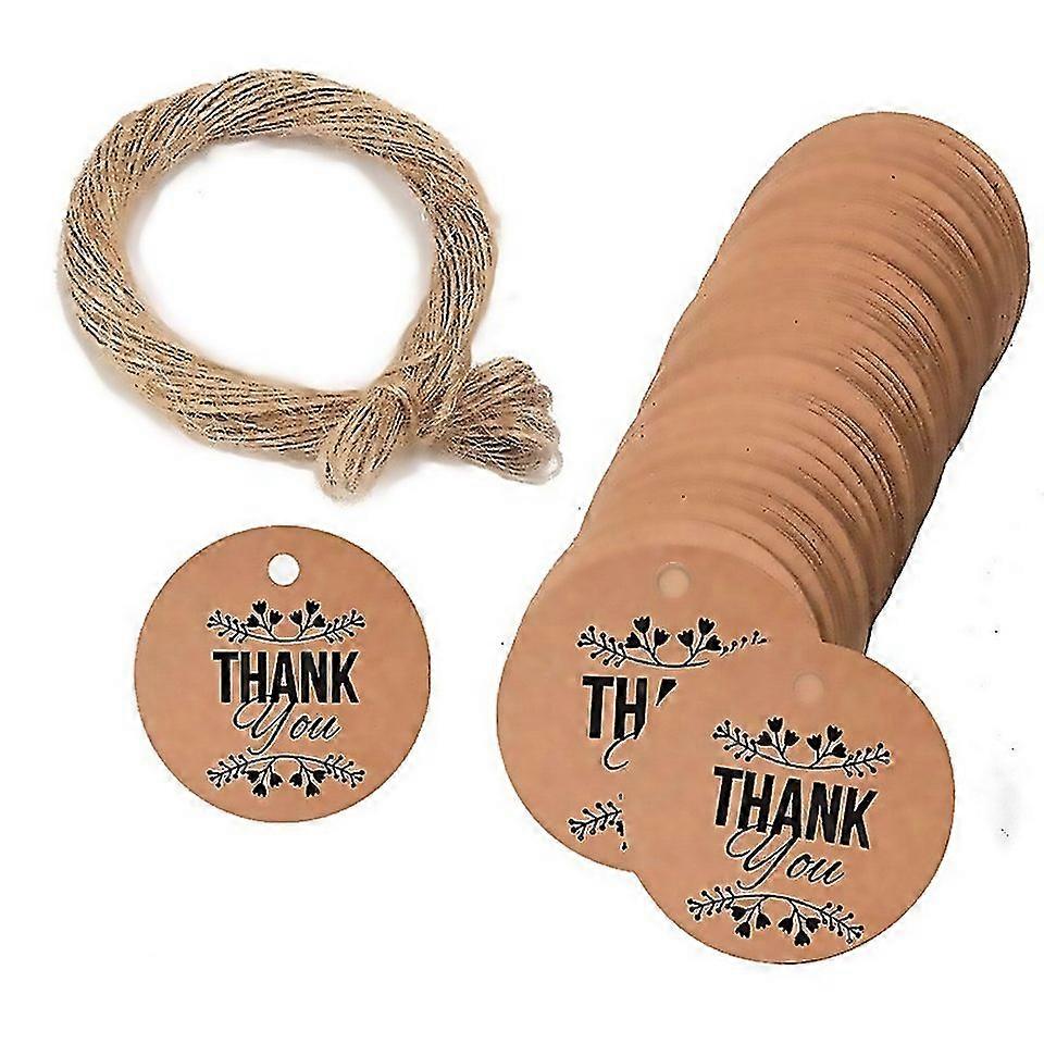 For 100pcs Pack Kraft Paper Gift Tag With 20m Hemp