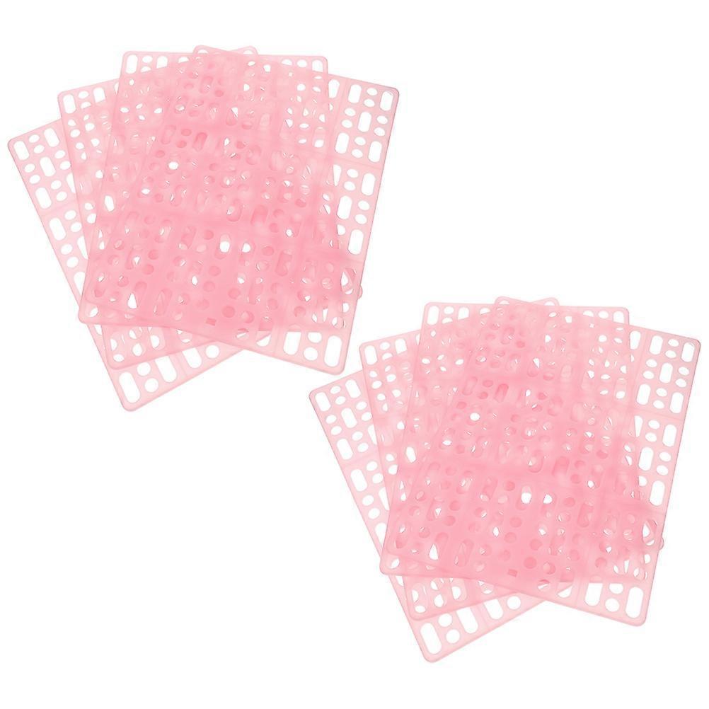 Pet Cage Mat for Rabbits with Drainage Function 8Pcs Pink Plastic Pads