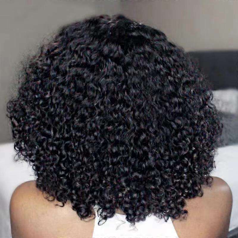 Wig female Brazilian small curly black fluffy short curly chemical fiber high temperature wire headpiece
