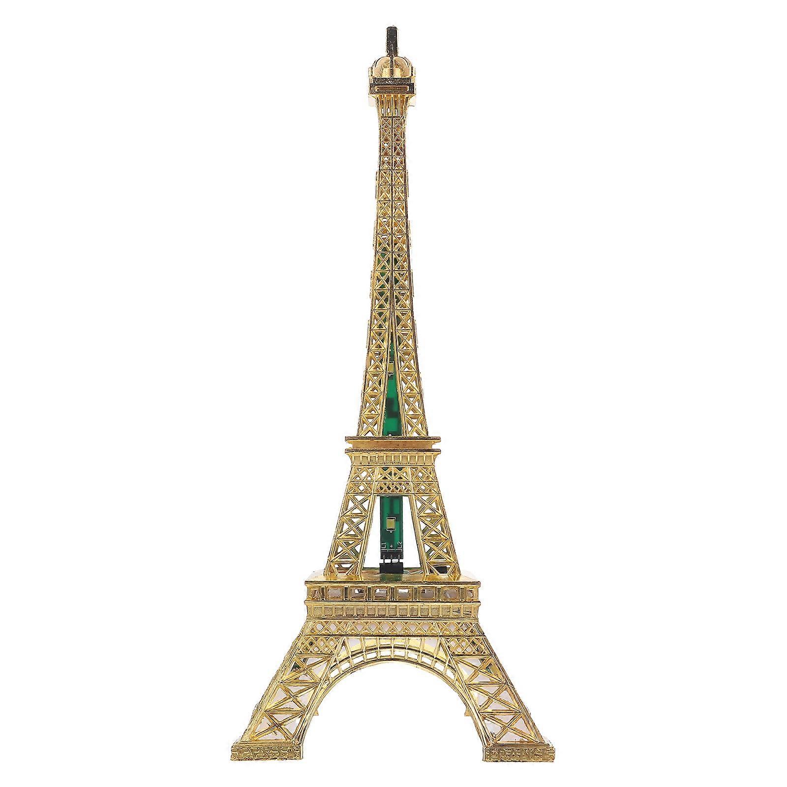 Metal Eiffel Tower Model with Light Golden 2Pcs Architectural Ornament
