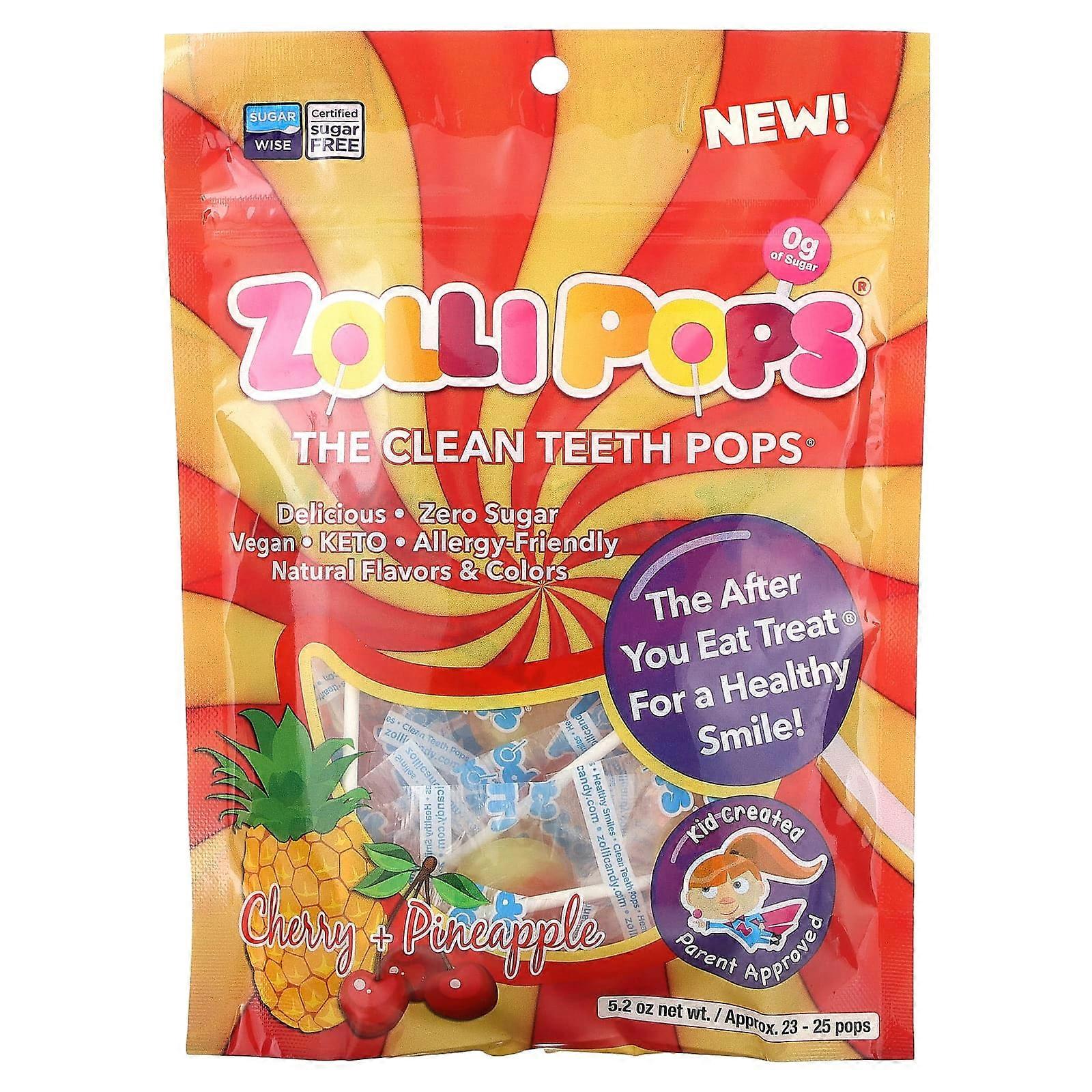 The Clean Teeth Pops, Cherry + Pineapple, Approx. 23-25 Pops, 5.2 oz