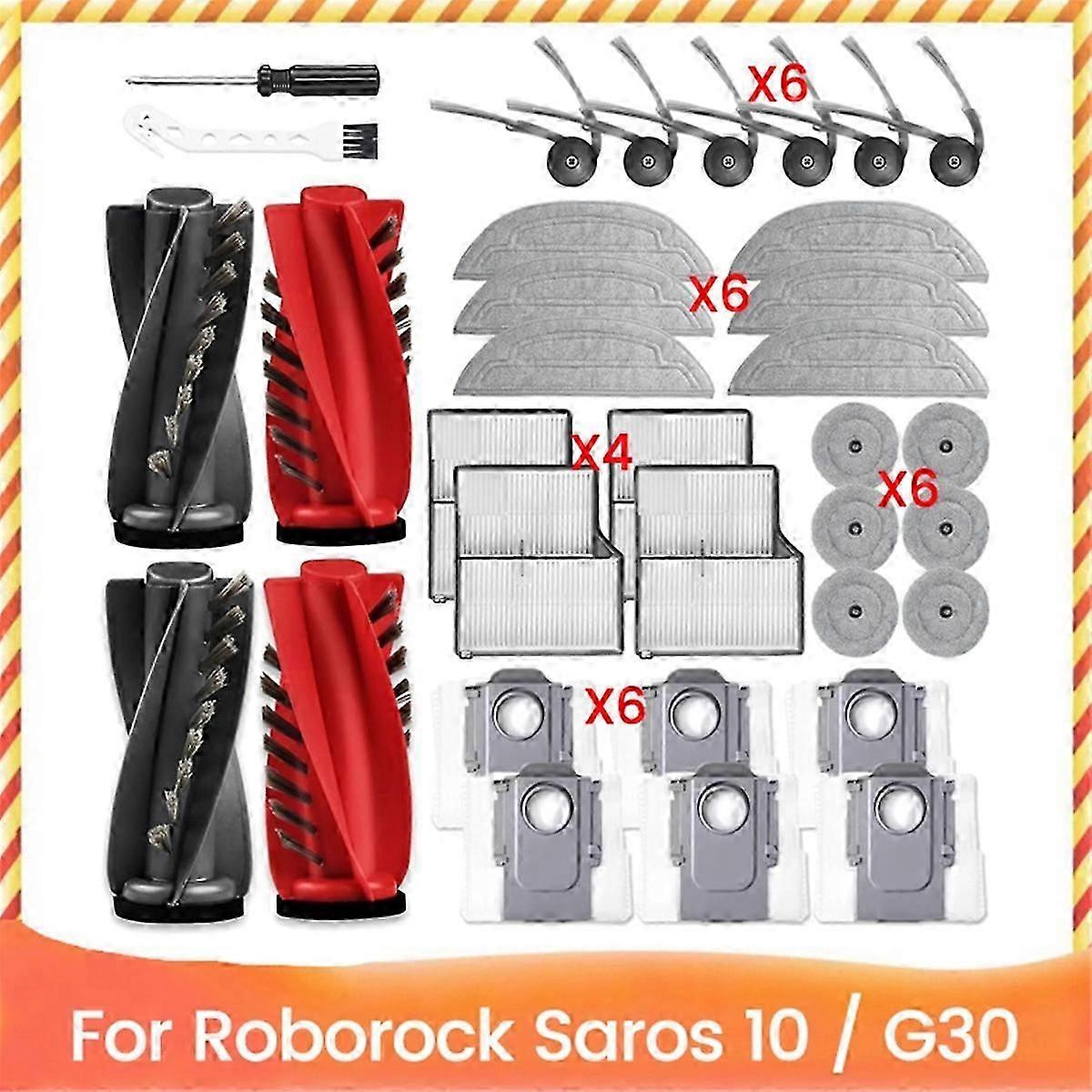 suitable for 34PCS Replacement Kit for Saros 10 / G30 Robot Vacuum Cleaner Main Side Brush HEPA Filters Mop Clot