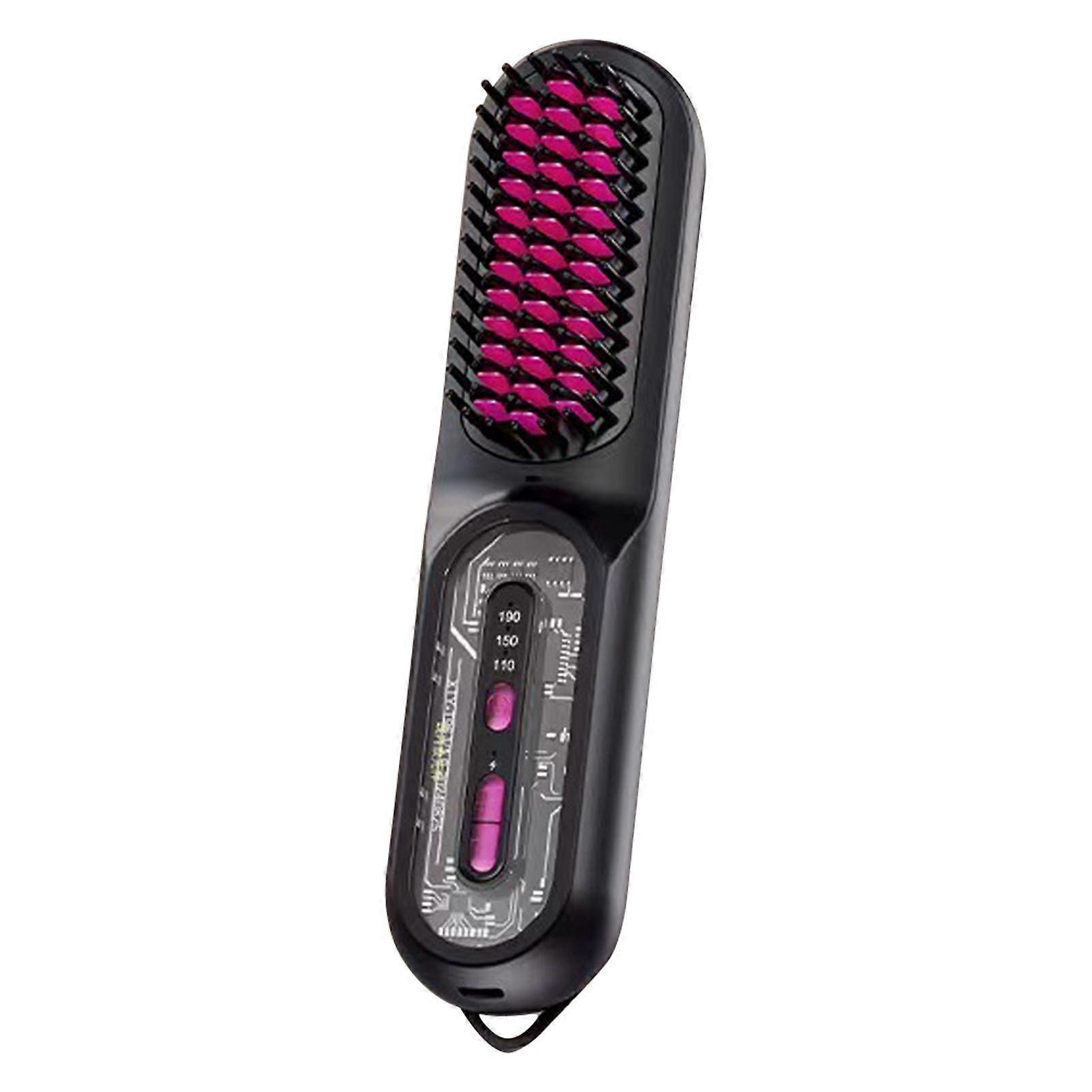Cordless Hair Straightener Brush Portable USB Rechargeable, LCD Display, 3 Temperature Levels, Fast Heat-Up for Frizz-Free Styling at Home/Travel