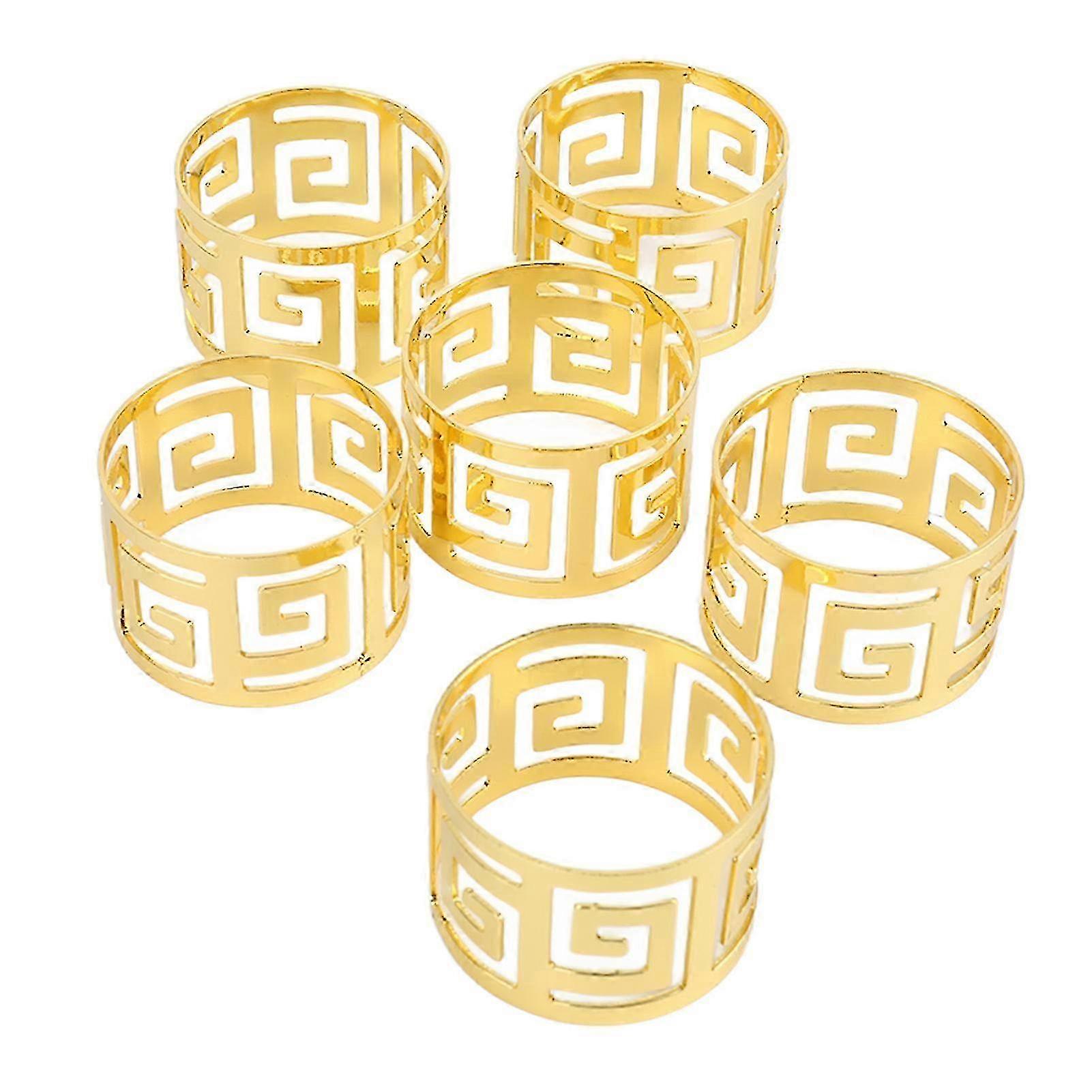 6pcs Electroplated Napkin Rings,Hollow Design for Dining Occasions miao7
