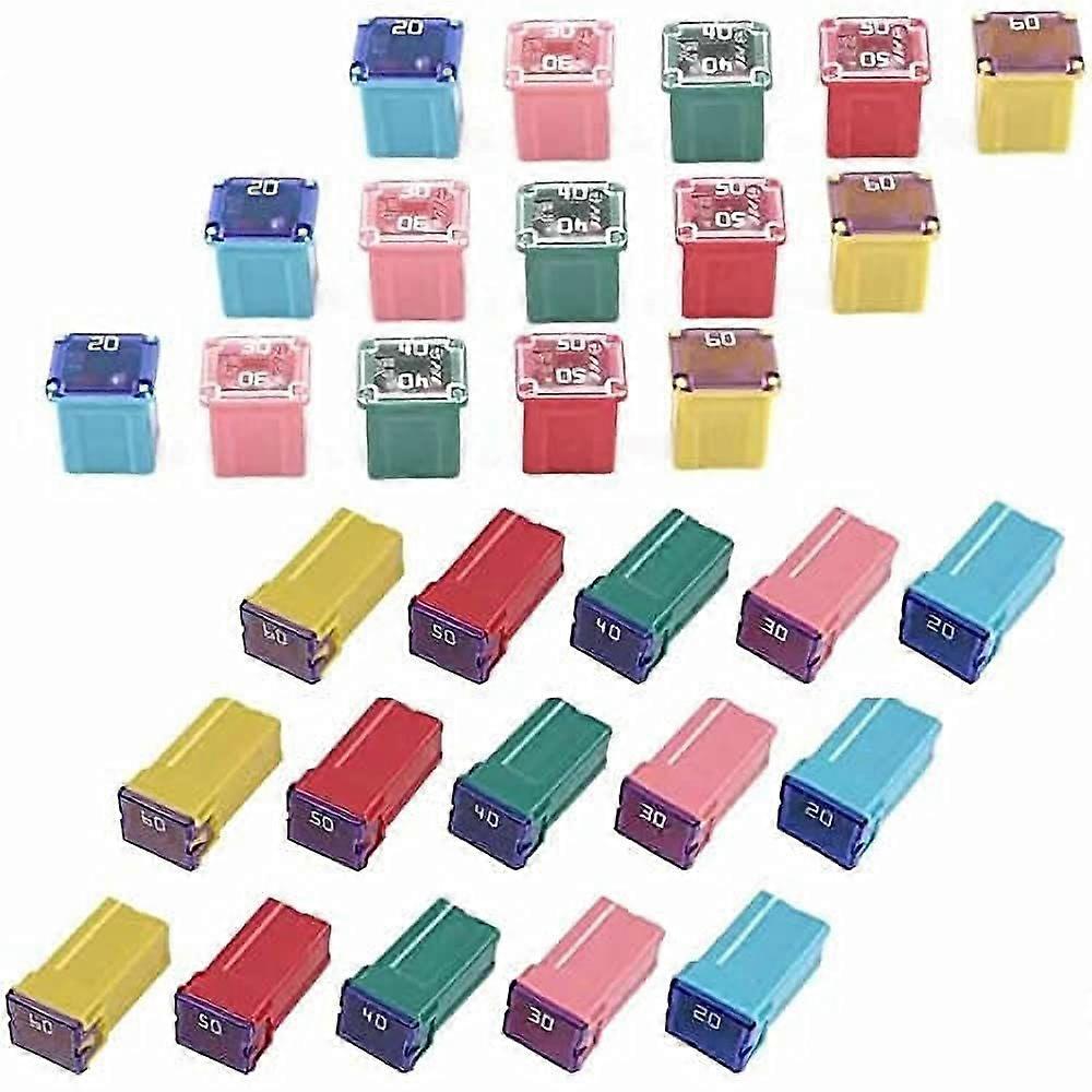 30pcs Box Auto Fuse with Plastic Case Long Insert Connection Fuse 20-60A