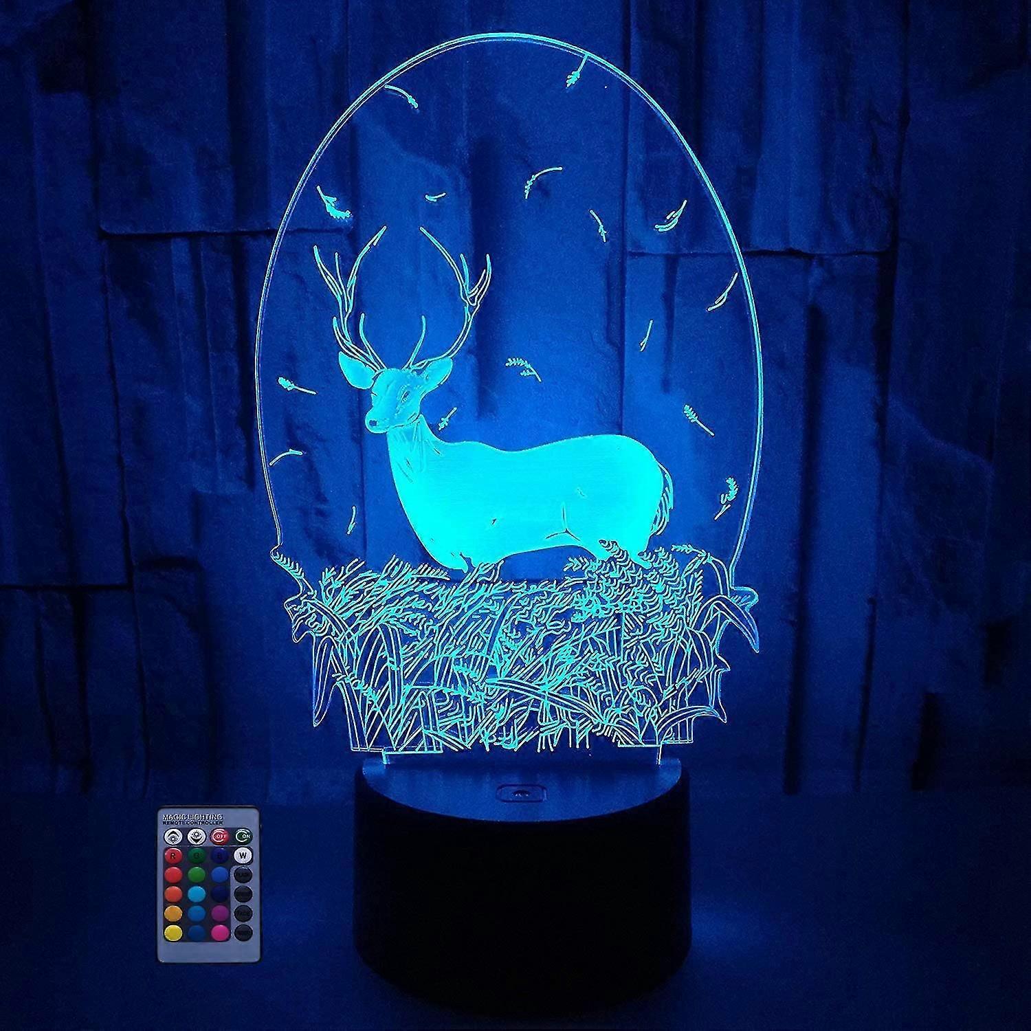 3d Deer Night Light Usb Powered Touch Switch Remote Control