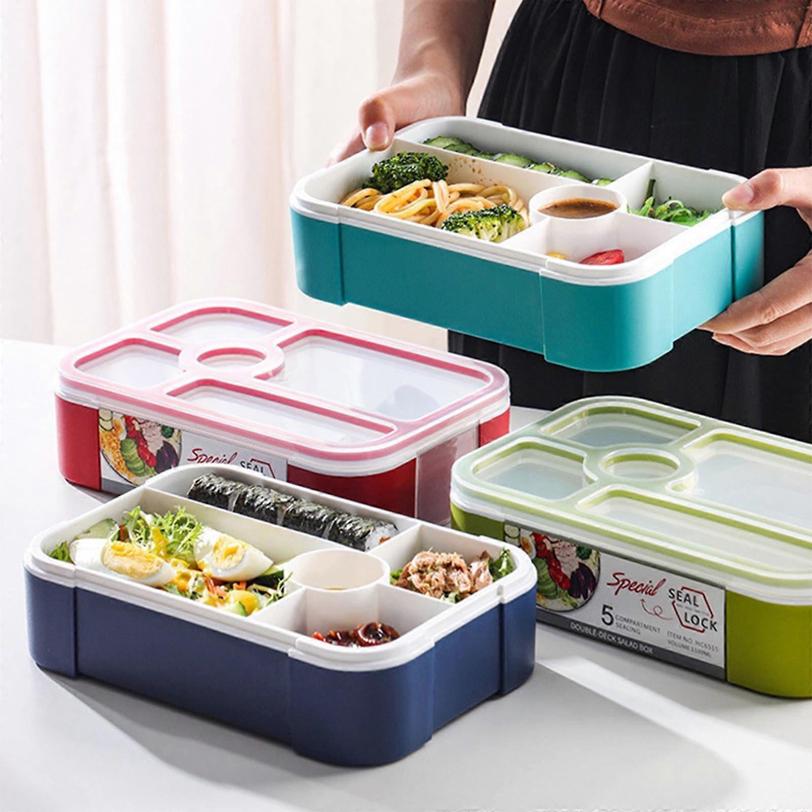 Jacenvly Large Capacity Compartment Lunch Box, Microwave Safe with Cutlery, Sealed for Work & Salad - Compatible with Daily Use