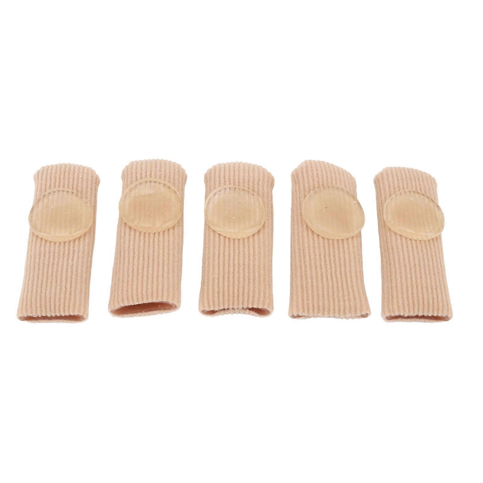 5pcs Toe Protector Reduce Soreness SEBS Closed Soft Toe Surface Fabric Sleeve Protectors Skin Color L 0.8 X 2.4in 