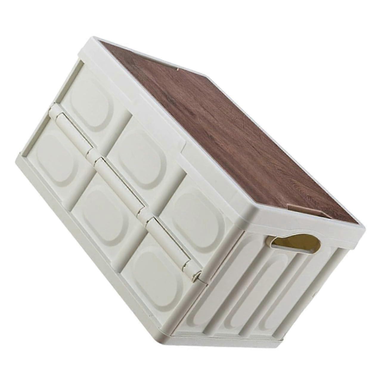 Foldable Largecapacity Outdoor Storage Box With Wooden Lid SideAccess Stackable Organizer For Clothes And Camping Gear