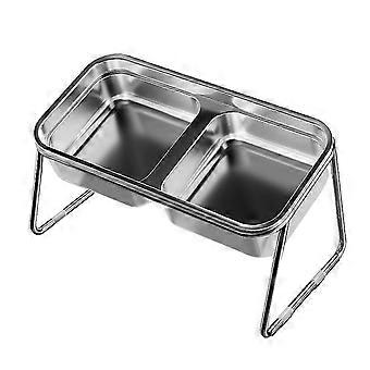 Elevated Cat Food Bowl, Stainless Steel, Double Elevated, 15degree Tilted, Antitip, Modern