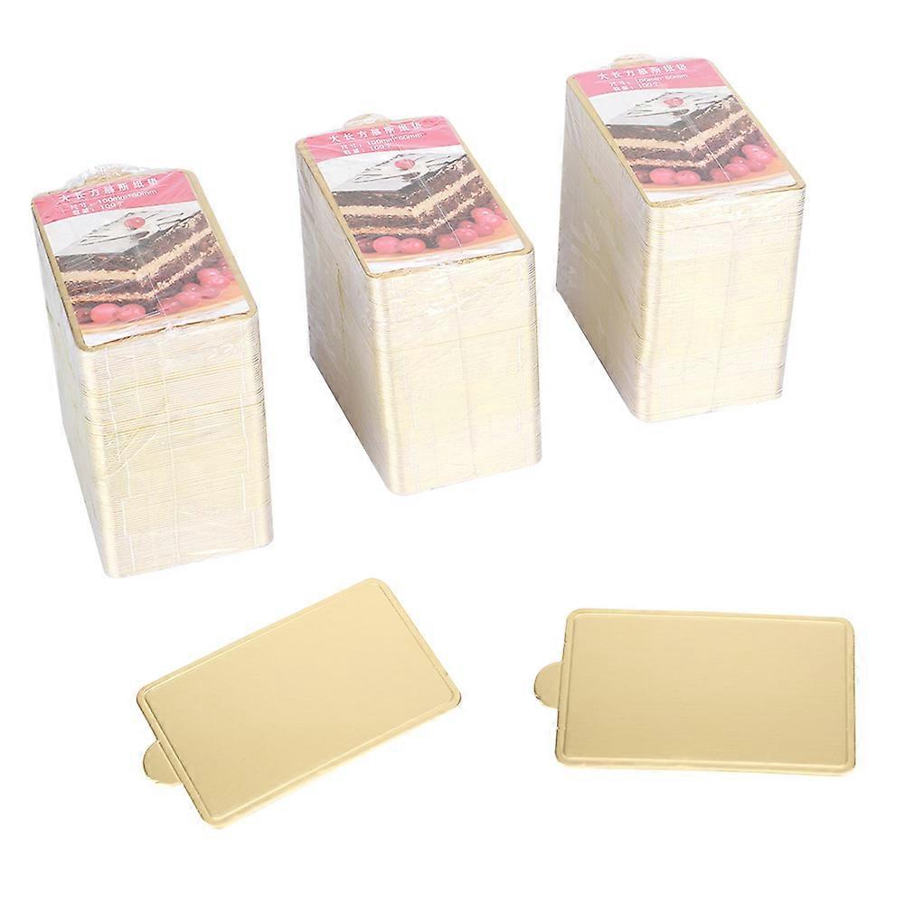300Pcs Gold Rectangular Mousse Cake Dessert Board Base Cardboard Baking Tools 100x60mm