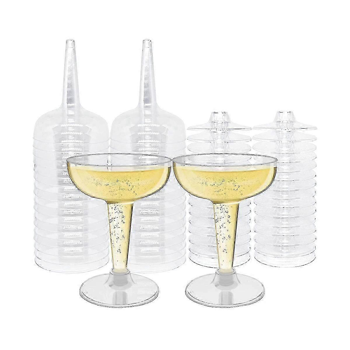50 Pack Plastic Goblet, 4oz Stem Disposable Martini Glasses For Parties, Stackable Plastic Cocktail