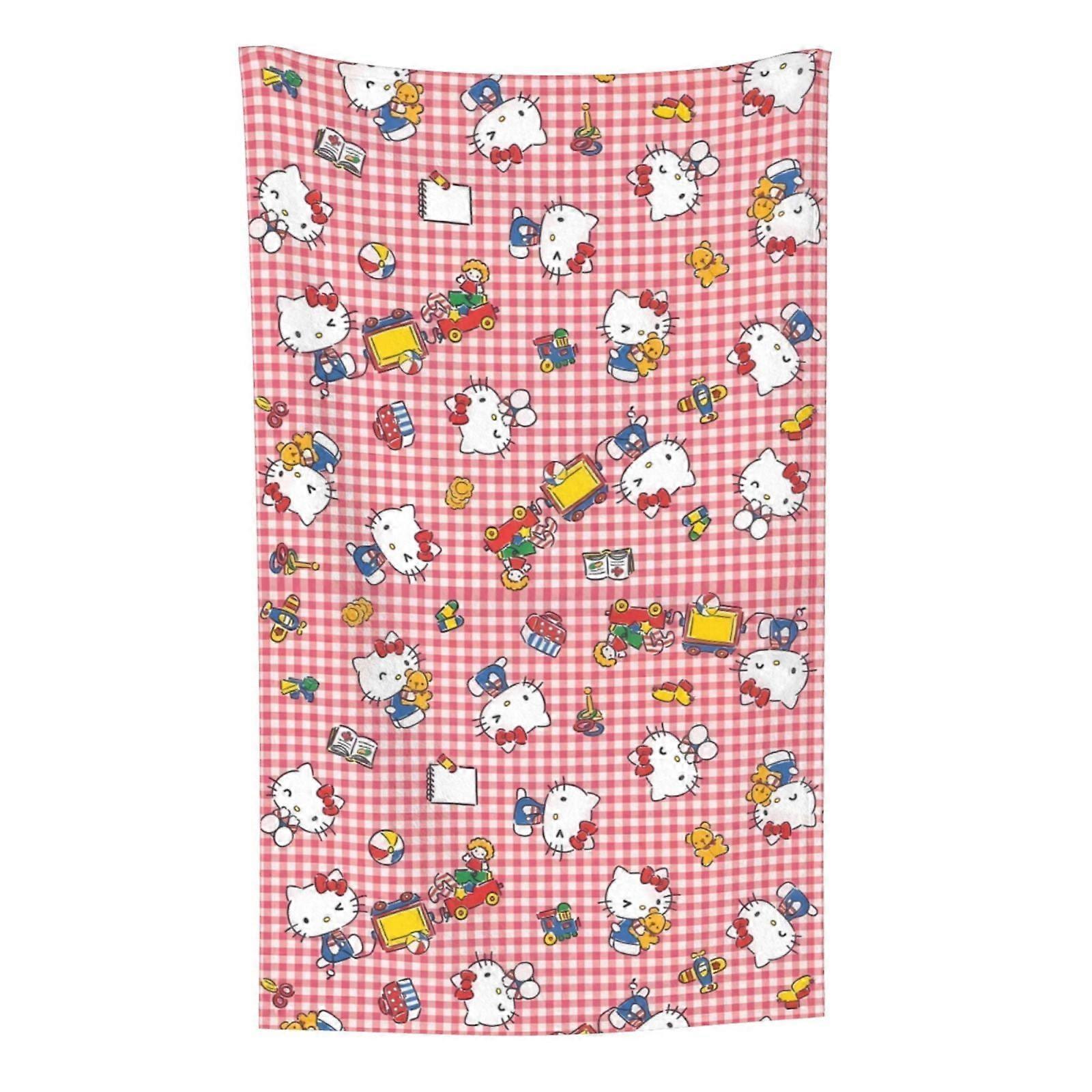 Hello Kitty Pattern Lightweight Soft Flannel Blanket Suitable for Cat Lovers Sofa Living Room Comfortable Plush Blanket 30x50in (Vertical)