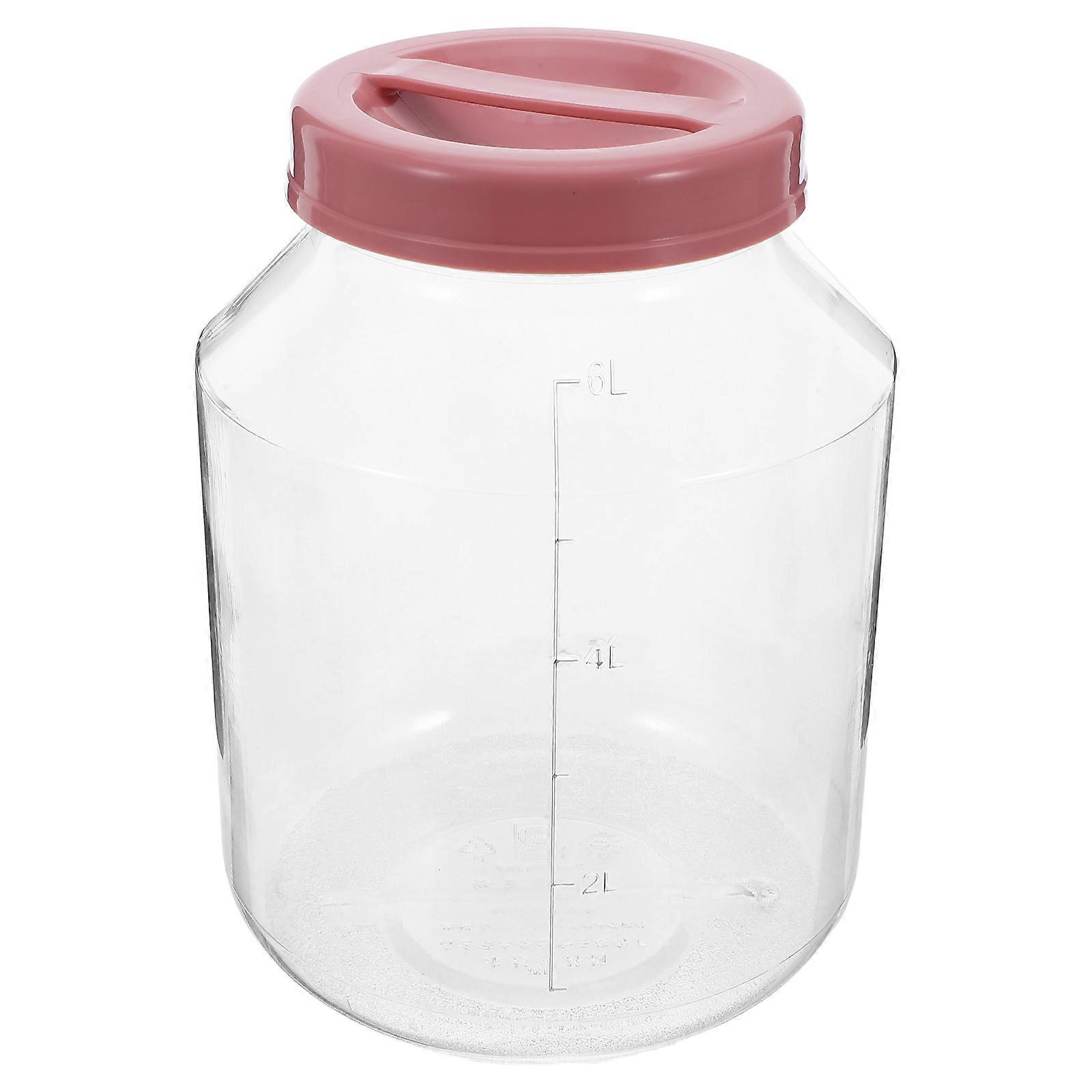 Plastic Food Storage Jar Transparent Airtight Container with Lid for Pickling Fermentation 1Pcs