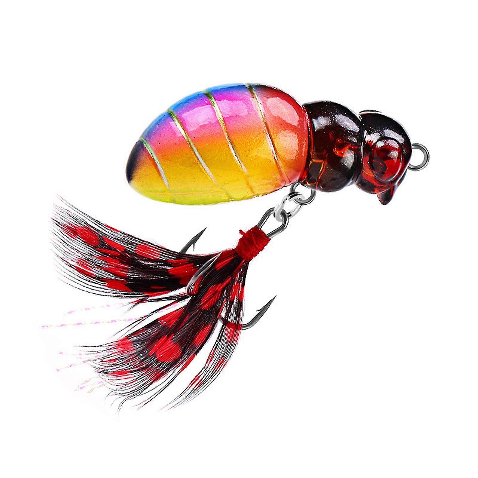 Schwimmende Insektenköder mit Haken Bienen Angelköder Künstlicher Köder für Barsch Angelgerät Rot