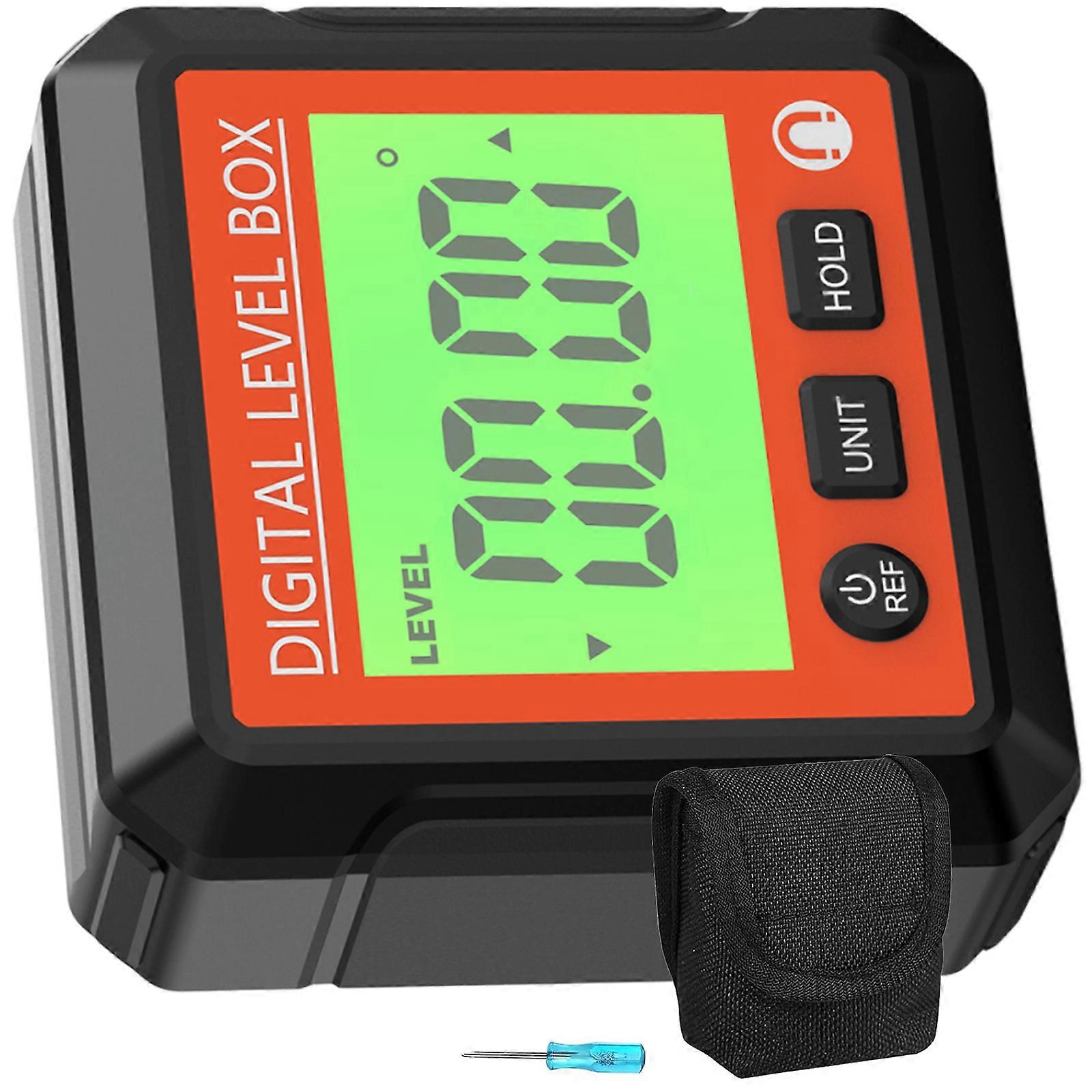 Small Electronic Protractor High Accuracy Angle Finder Magnetic Mounting System Double Measurement For Metalworking Use  Black and red model