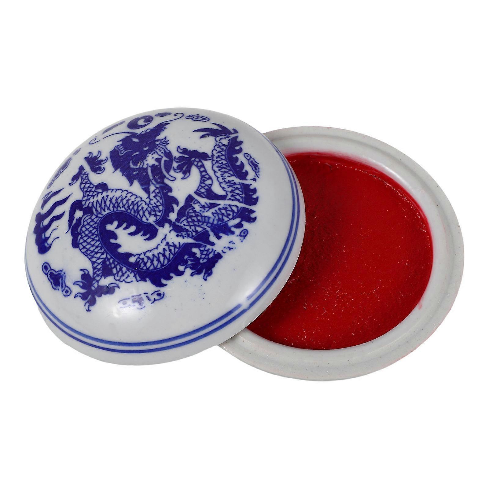 Calligraphy Painting Ink Pad with Ceramic Ink Paste Container Multi Color
