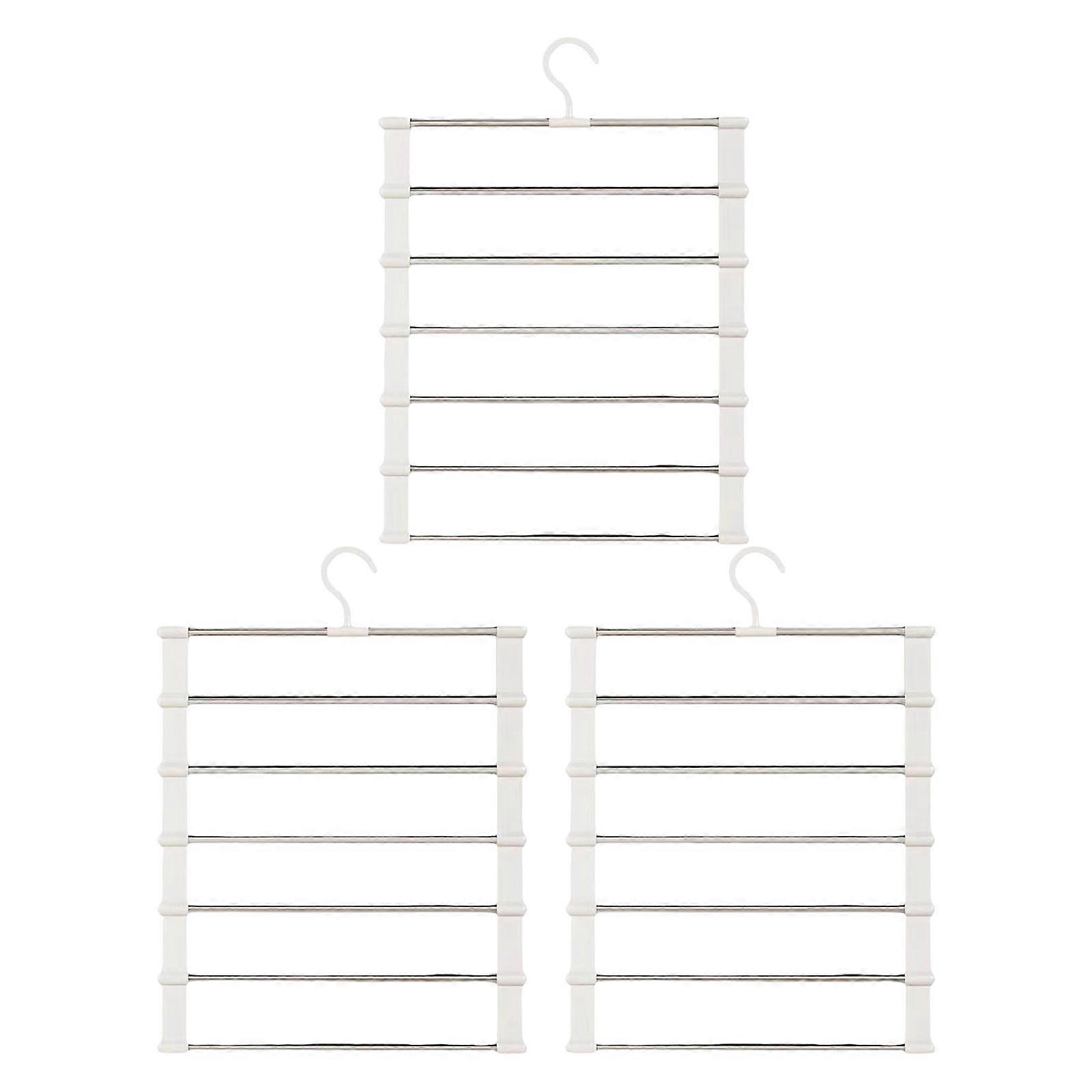 Multi Level Pants Display Rack Slip Resistant PVC Face Pliable Design Rustproof Metal Frame Vertical Clothes Planner System Multicolor