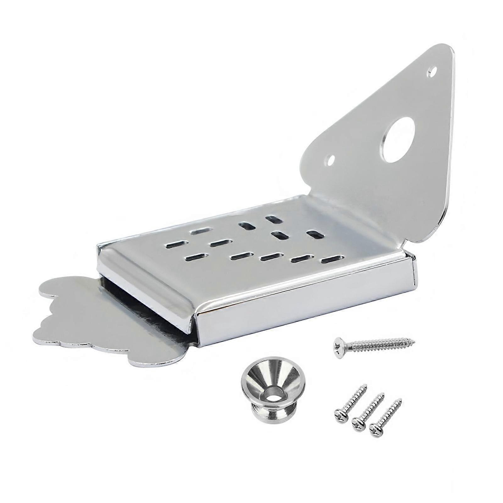 Mandolin Closed Type Guitar Tailpiece Metal Triangle Mandolin Tailpiece with Mounting Screws Instrument Part Easy to Use  Silver