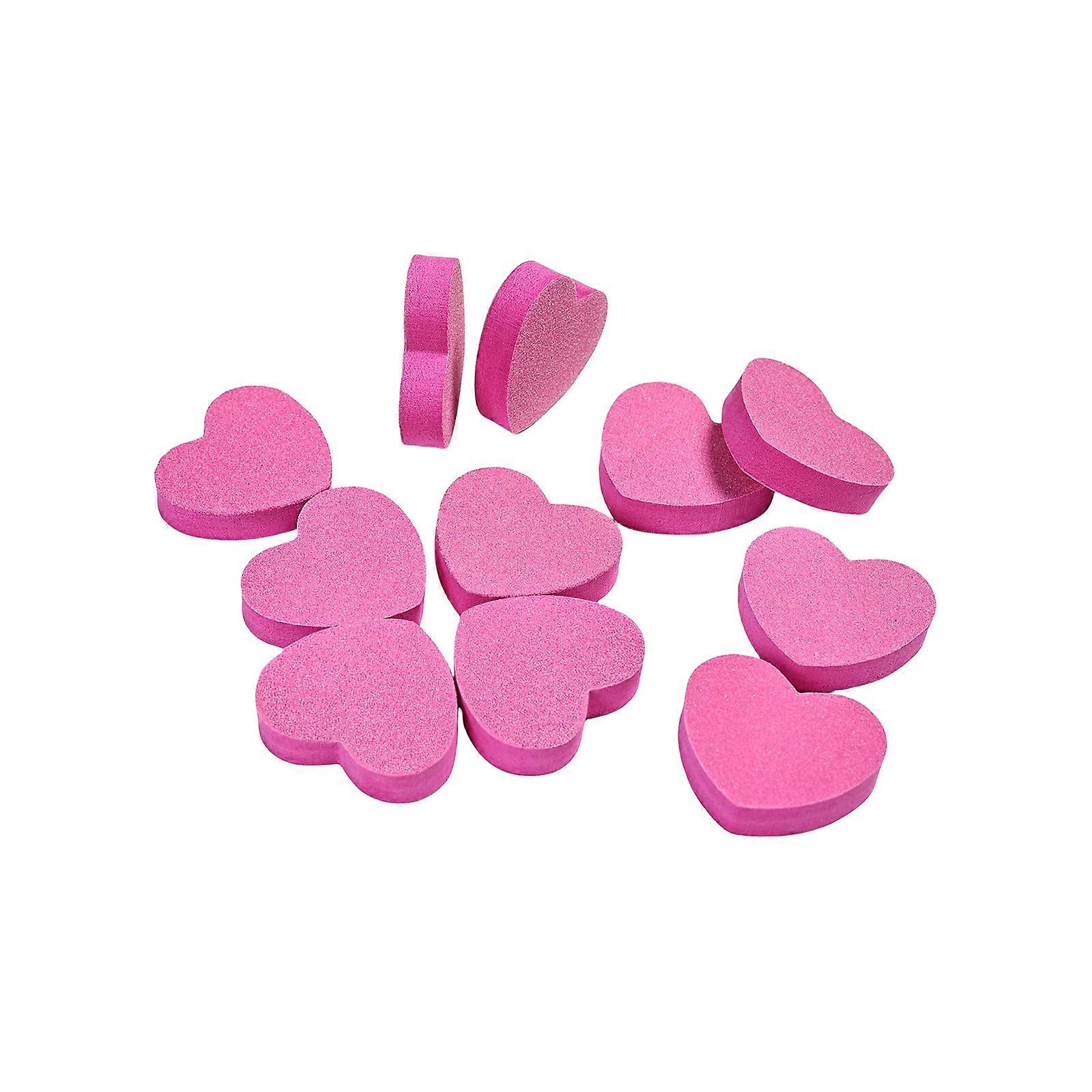 Heart Shapeds Nail Care Tools Soft Sponges Surfaces Non Damaging Buffing for Fragile Nail Use 50 per Pack Multicolor