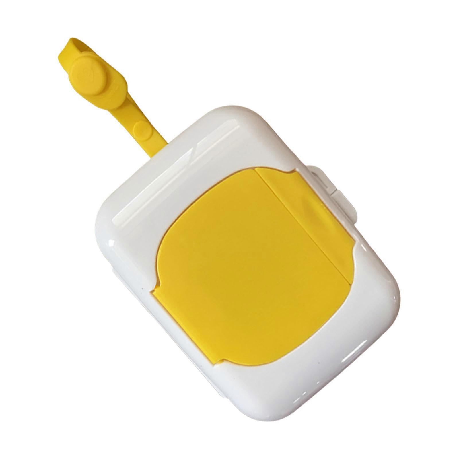 Lightweight Baby Wipe Keeper Wet Tissues Holder Case Refillable and Portable Container Box Organiser for Diaper Changes  Yellow