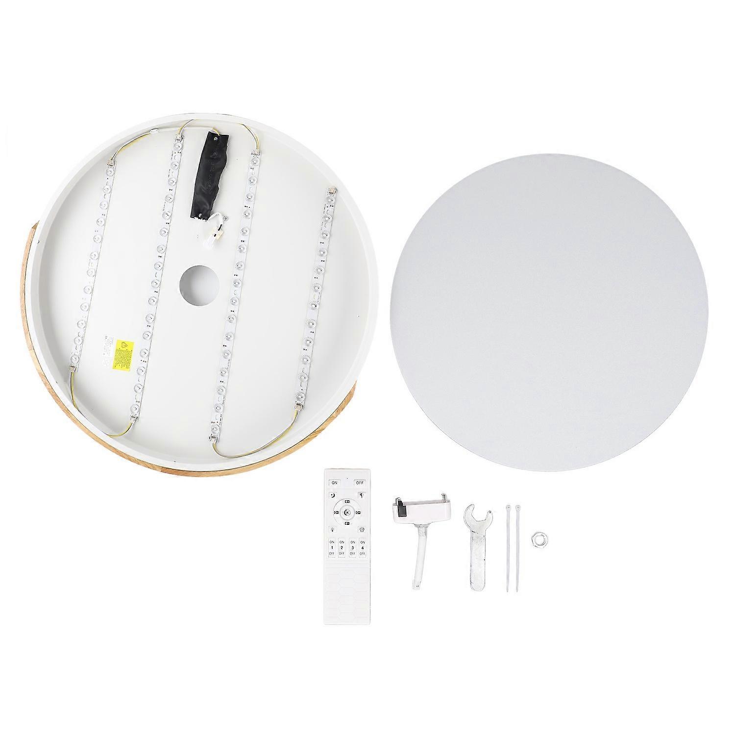 LED Ceiling Light Iron Wood PC Dimmable Round Flush Mount Modern Ceiling Light Fixture with APP Remo