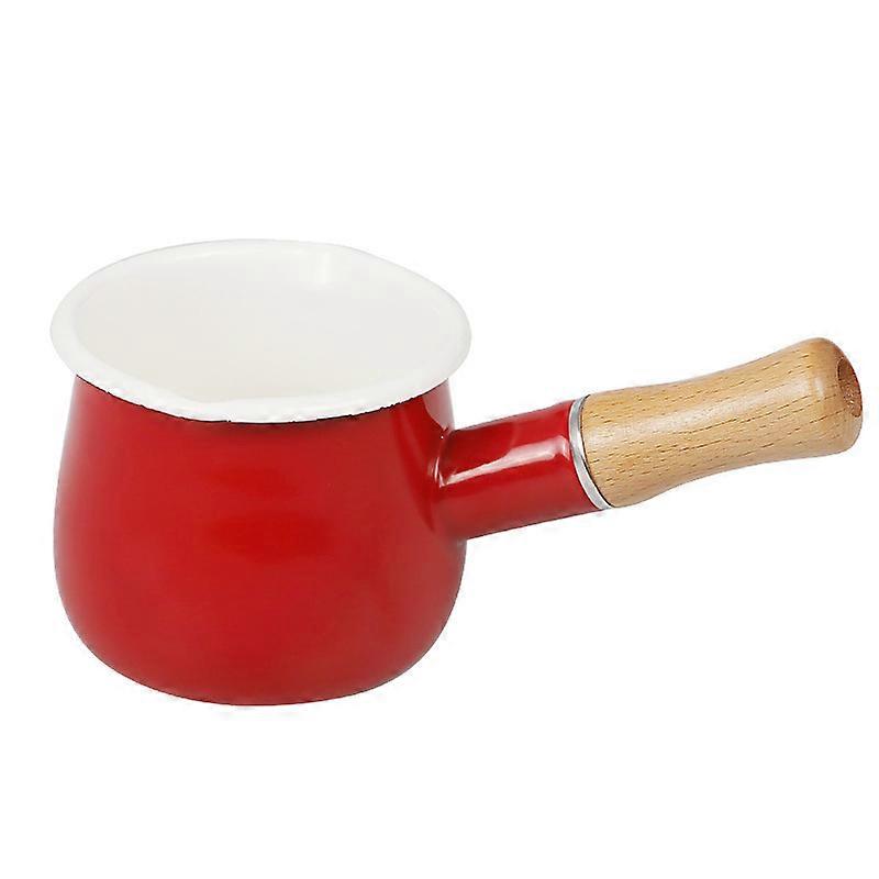 Mini Enamel Milk Pot, Butter Warmer Sauce Pan with Pour Spout Red