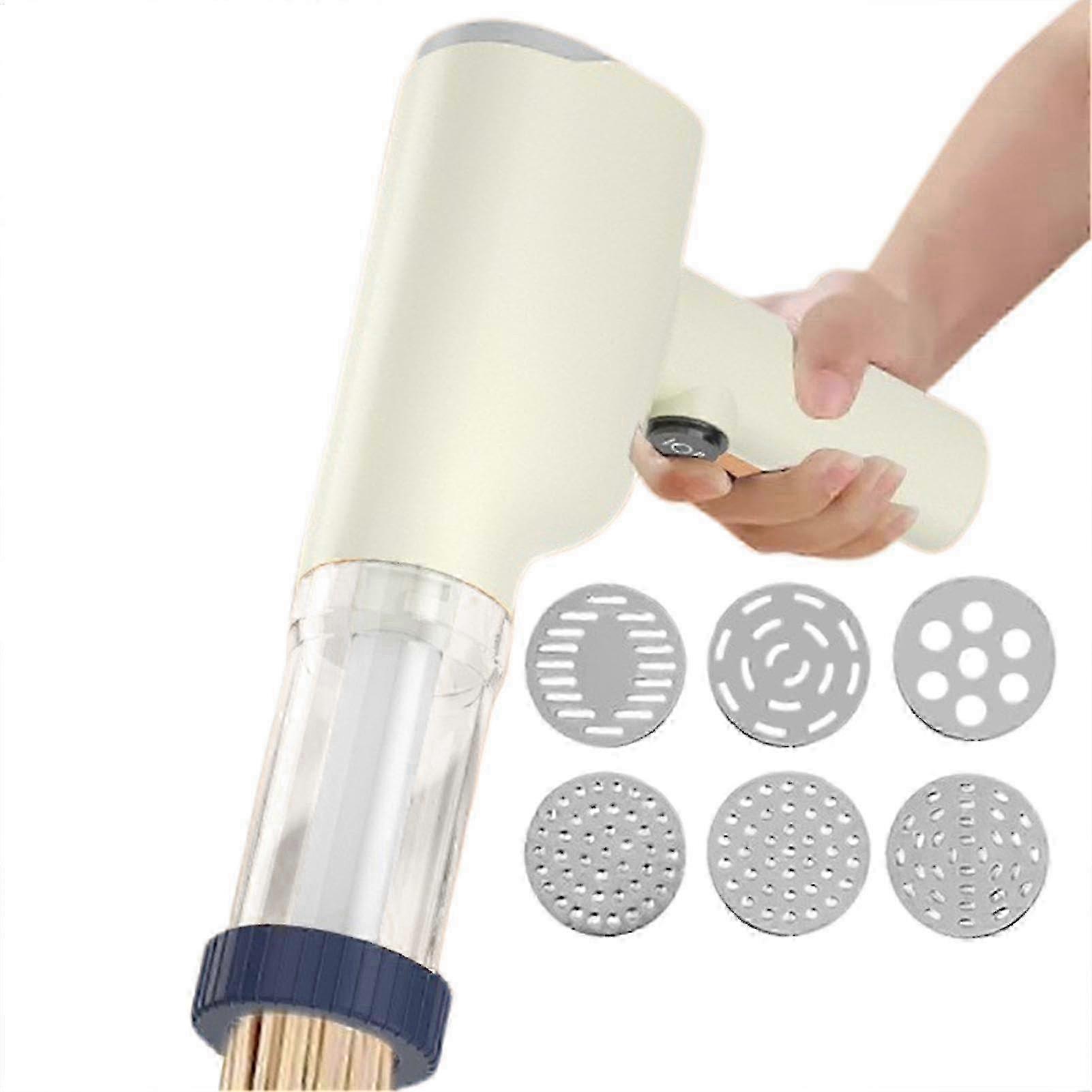 Electric Pasta Maker, Noodle Maker Machine with 6 Pasta Discs, Measuring Cup White